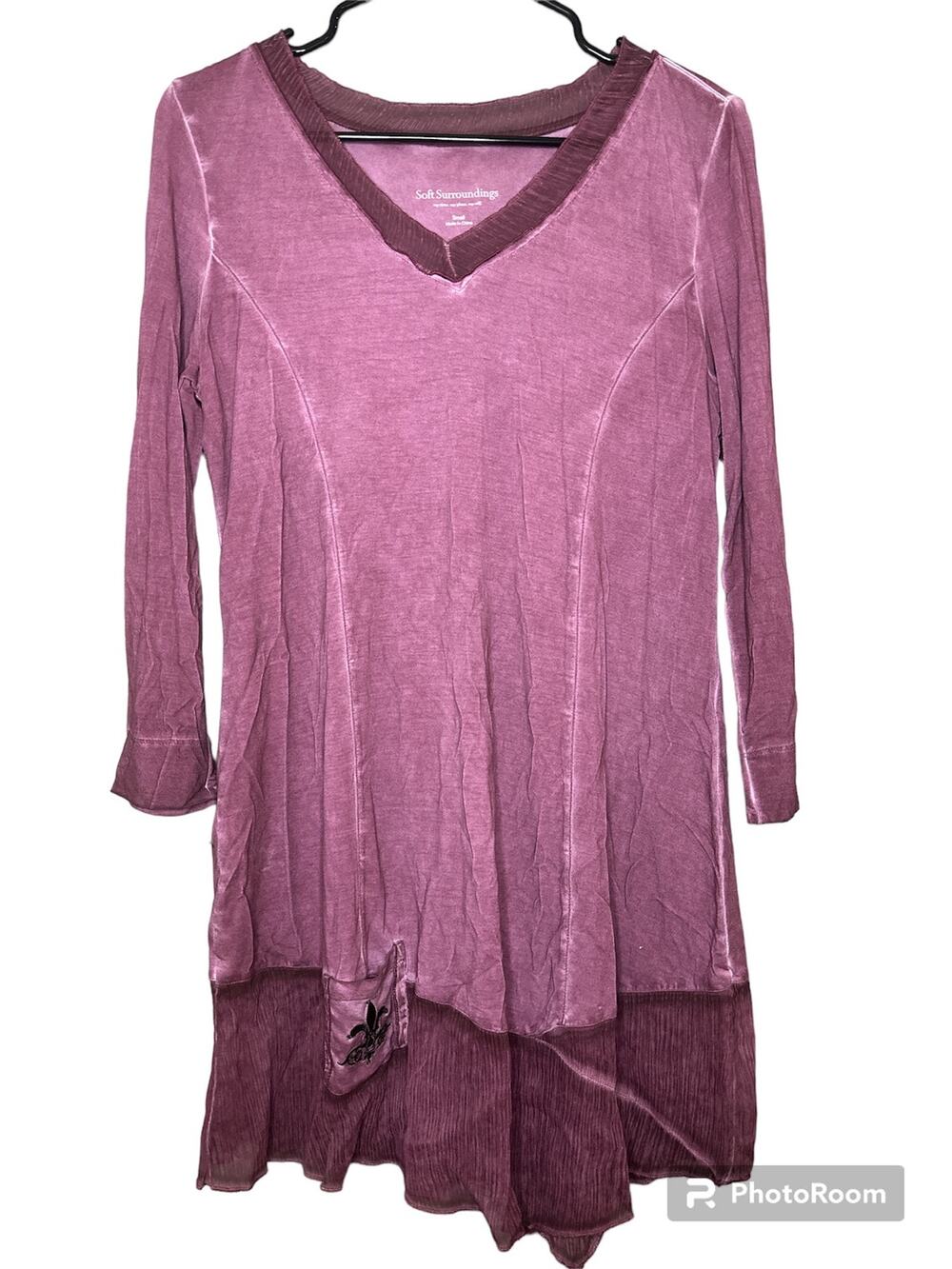 Soft Surroundings Half Sleeve Purple Asymmetrical Tunic Blouse Size Small